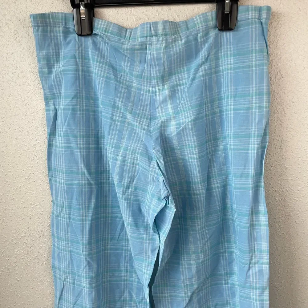 NWT DKNY Blue Mermaid Plaid Casual Pants Size S